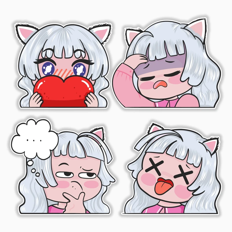 استیکر لپ تاپ و موبایل بووم طرح دختر کاوایی3 کد MM94 مجموعه 4 عددی