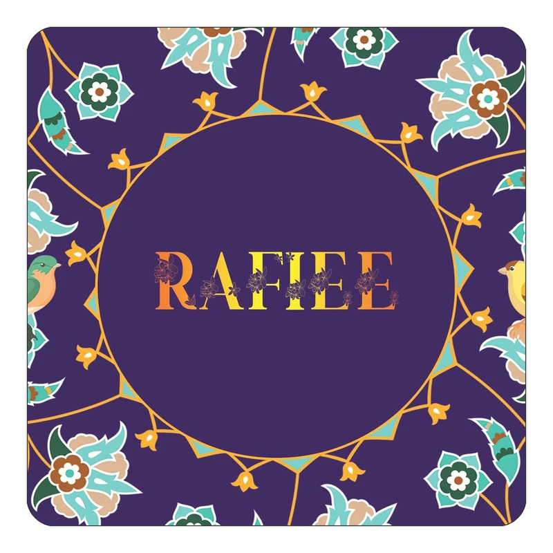 مگنت کاکتی طرح اسم رفیعه rafiee مدل گل و بلبل کد mg16952