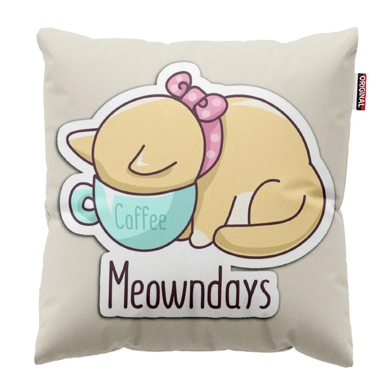 کوسن پاد آفرین مدل گربه کیوت خوابالو کد 218 سایز 30*30 سانتی متر