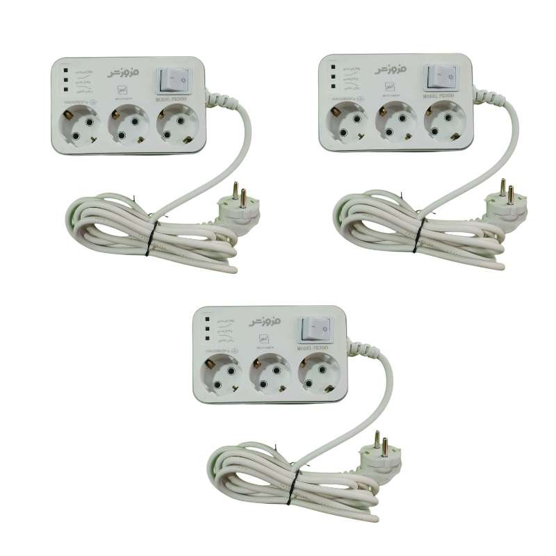محافظ ولتاژ فروزش مدل سه خانه ارت دار کد FR300 بسته 3 عددی محافظ ولتاژ فروزش مدل سه خانه ارت دار کد FR300 بسته 3 عددی