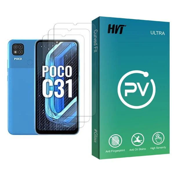 محافظ صفحه نمایش اچ وی تی مدل PV Glass MIX003 مناسب برای گوشی موبایل شیائومی Poco C31 بسته سه عددی