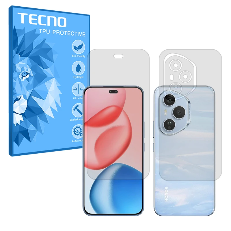 محافظ صفحه نمایش شفاف تکنو مدل Resistant مناسب برای گوشی موبایل آنر 400 Pro به همراه محافظ پشت گوشی 