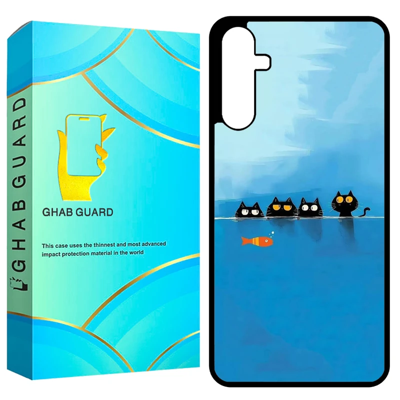 کاور قاب گارد طرح گربه و ماهی مدل GCHPA24 مناسب برای گوشی موبایل سامسونگ Galaxy A24 4G
