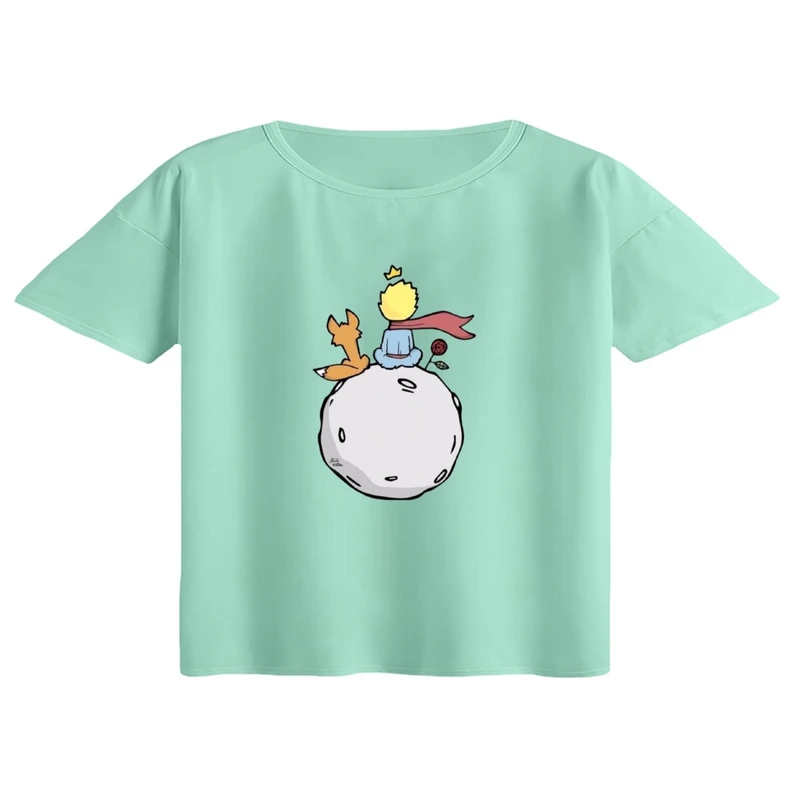 کراپ تی‌شرت آستین کوتاه زنانه مدل شازده کوچولو کد 4