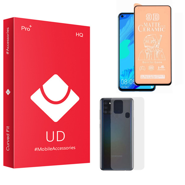 محافظ صفحه نمایش سرامیکی مات یو دی مدل HQ مناسب برای گوشی موبایل سامسونگ Galaxy A21s به همراه محافظ پشت گوشی