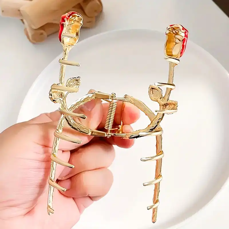 کلیپس مو زنانه مدل گل رز کد 360 brg