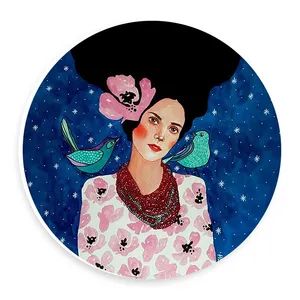  دیوارکوب طرح نقاشی آبستره بانو و پرندگان مدل wtb733