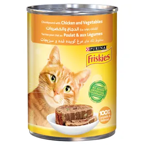 کنسرو غذای گربه فریسکیز مدل مرغ و سبزیجات وزن 400 گرم
