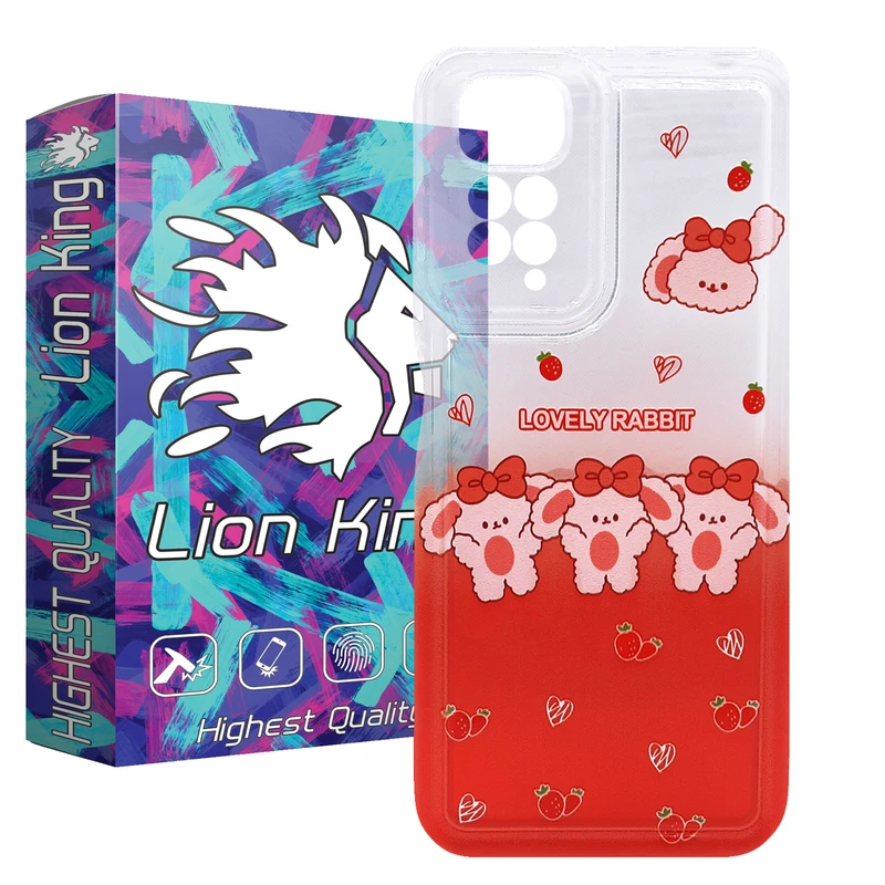  کاور لاین کینگ مدل خرگوش وتوت فرنگی مناسب برای گوشی موبایل  شیائومی Redmi Note 11 Global / Note 11S