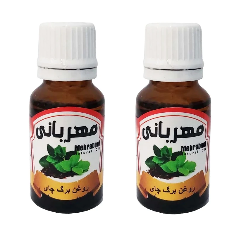 روغن بدن مهربانی مدل درخت چای کد RBM-DCH-2 مناسب انواع پوست حجم 18 میلی لیتر بسته 2 عددی