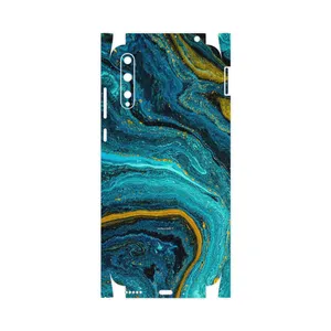 MAHOOT Turquoise marblewith golden streaks-FullSkin Cover Sticker for Huawei Y8p