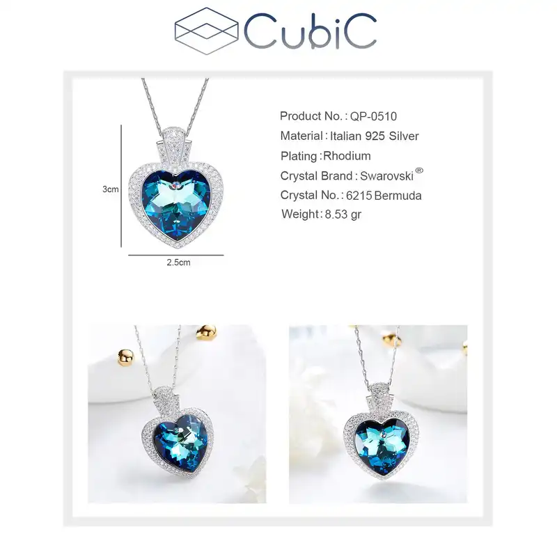 گردنبند نقره زنانه کوبیک مدل QP-0510