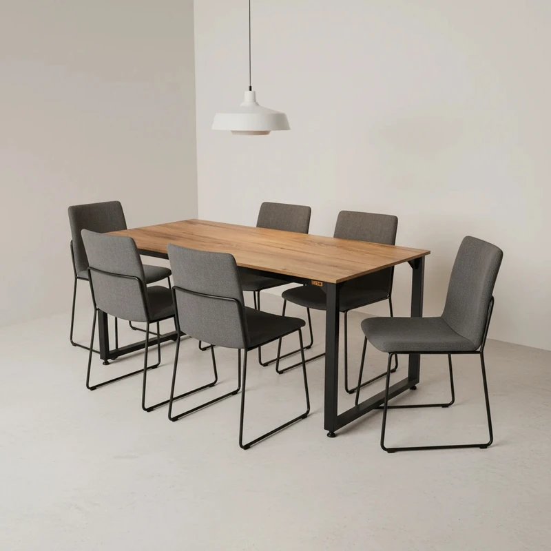 میز ناهارخوری شش نفره دیزم مدل مونتاژی LNC_asm_150×90_LIGHT