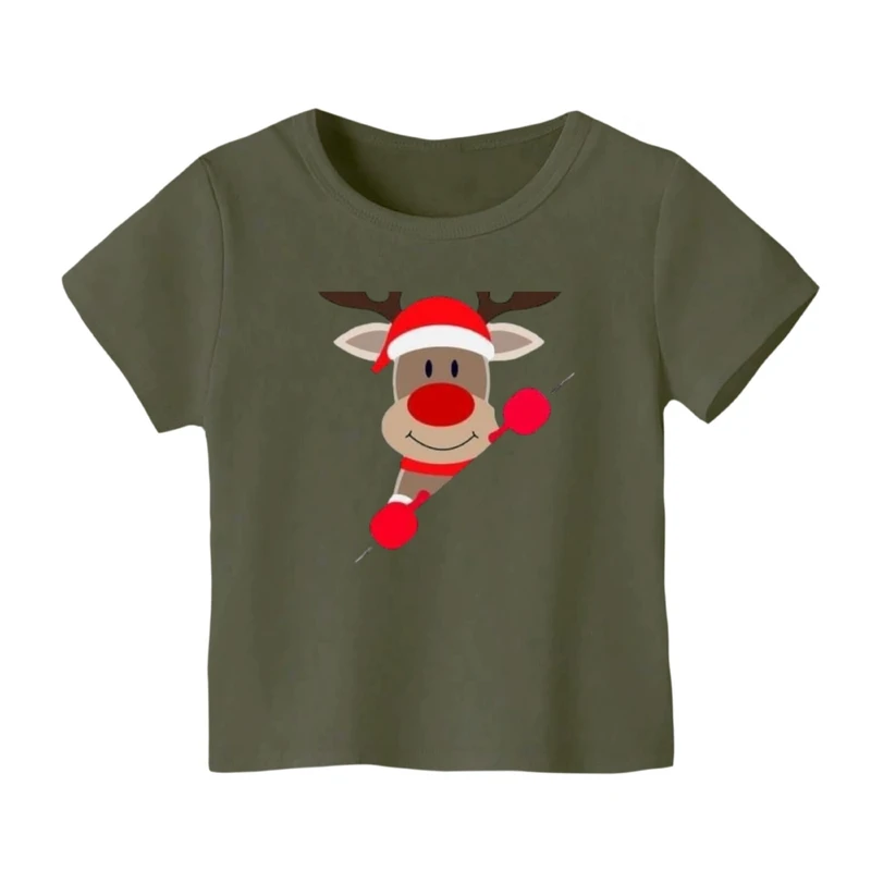 تی شرت آستین کوتاه بچگانه مدل گوزن کریسمس کد 25