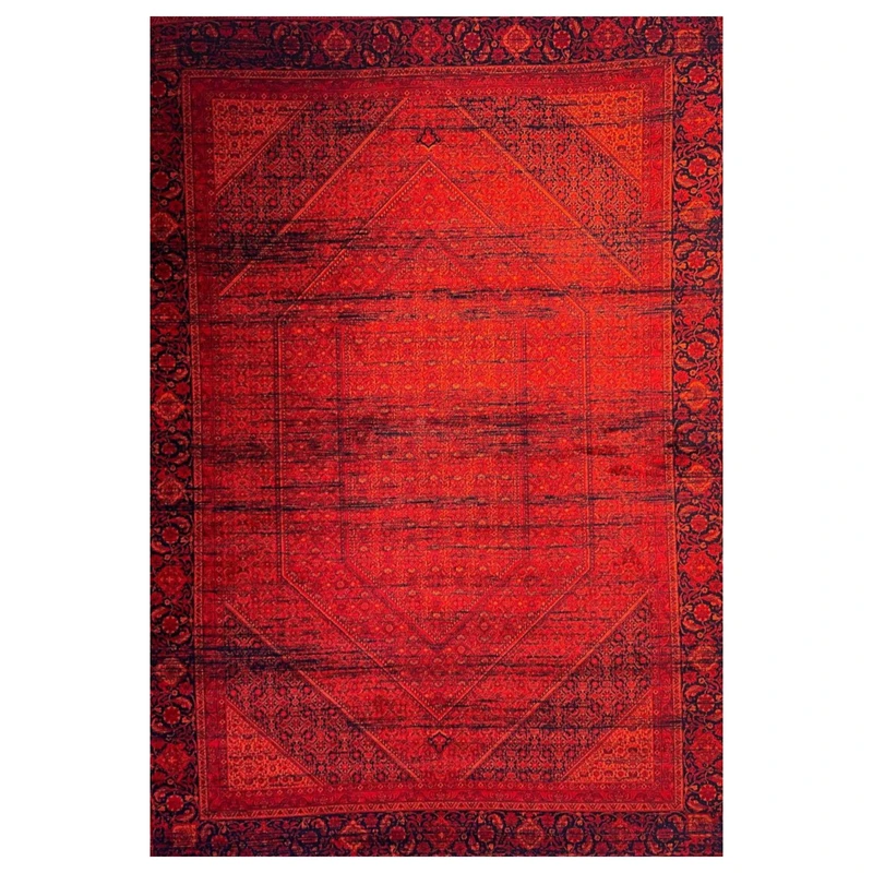 فرش ماشینی 700 شانه زمینه لاکی حاشیه لاکی مدل بلوچ آکریلیک کد 728