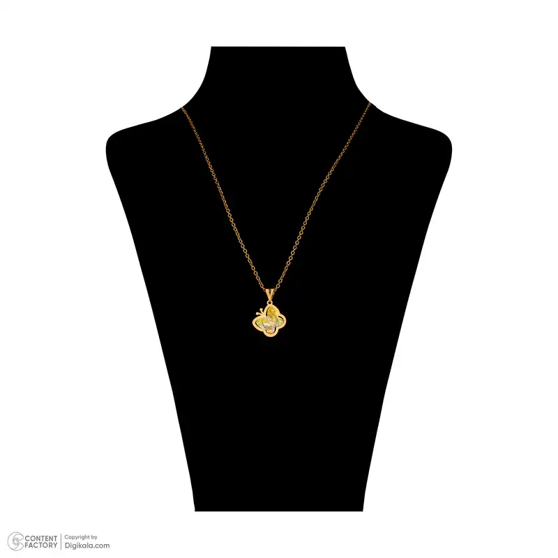 گردنبند طلا 18 عیار ناریا مدل پروانه رنگ سفید
