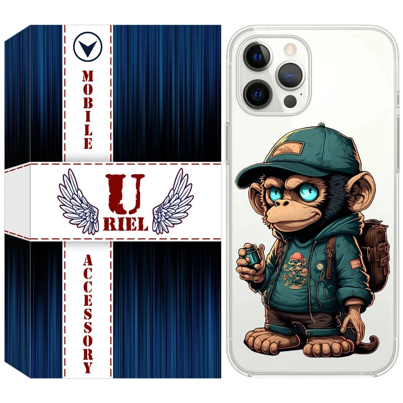کاور یوریل قاب مدل Clear کد 36 طرح میمون مناسب برای گوشی موبایل اپل iPhone 13 Pro