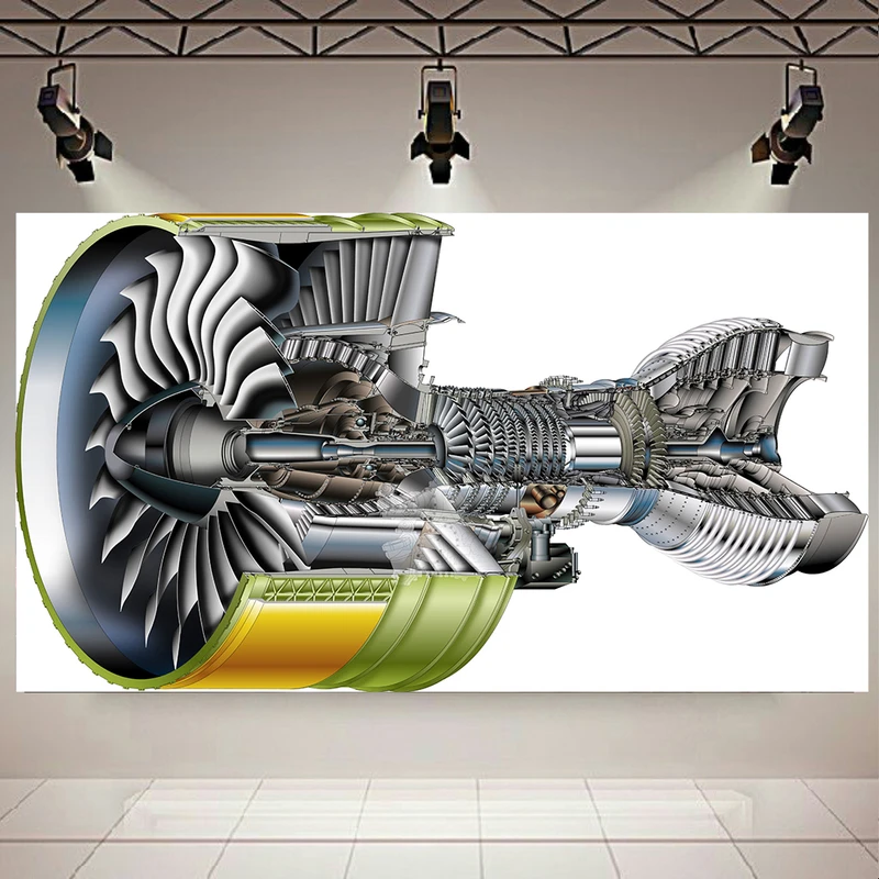 تابلو بوم طرح موتور هواپیما مدل Airbus A380 Engine Cutaway gp7000 کد AR2378