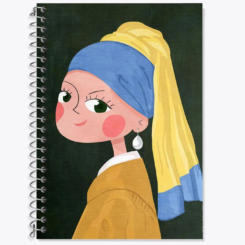 دفتر لغت 50 برگ خندالو مدل دختری با گوشواره مروارید کد 23357