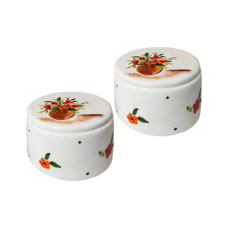 قندان سرامیکی طرح گل کد ZP86 بسته 2 عددی