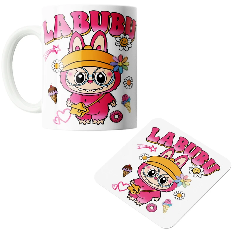 ماگ پاد آفرین مدل لبوبو کد z162 به همراه زیر لیوانی