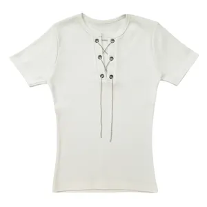 تی شرت آستین کوتاه راحتی زنانه مدل نخی کبریتی کد ۰۰۲