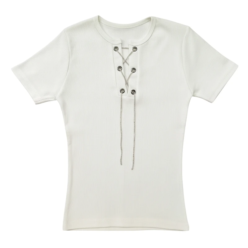 تی شرت آستین کوتاه راحتی زنانه مدل نخی کبریتی کد ۰۰۲