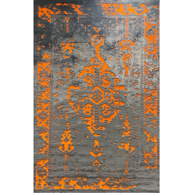فرش ماشینی آنجل مدل پتینه مدرن طرح وینتیج 2018 زمینه نارنجی