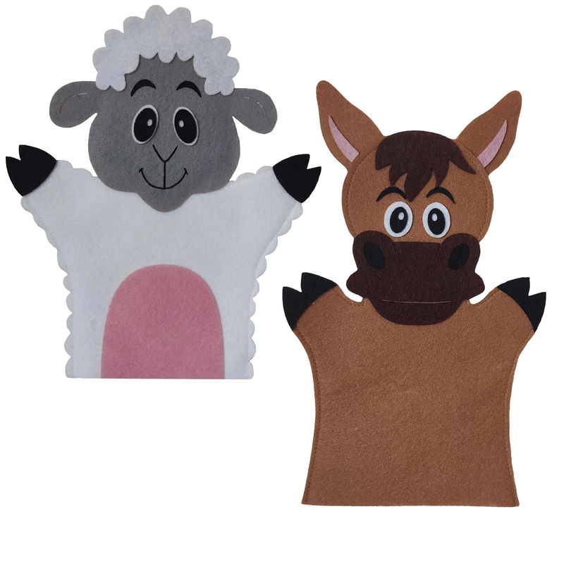 عروسک نمایشی رهام پاپالو مدل دستی طرح حیوانات کد 01 مجموعه 2 عددی