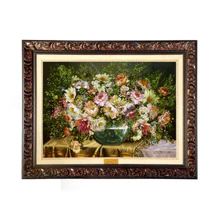 تابلو فرش ماشینی نقش نگار رضوی طرح گل کد 2422D