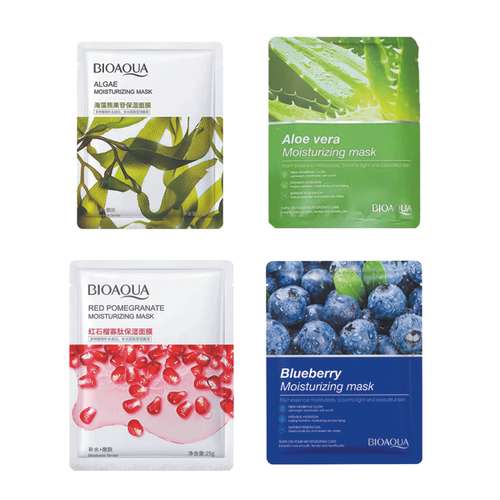 ماسک صورت بایو آکوا مدل ورقه ای کد 1 وزن 25 گرم بسته 4 عددی