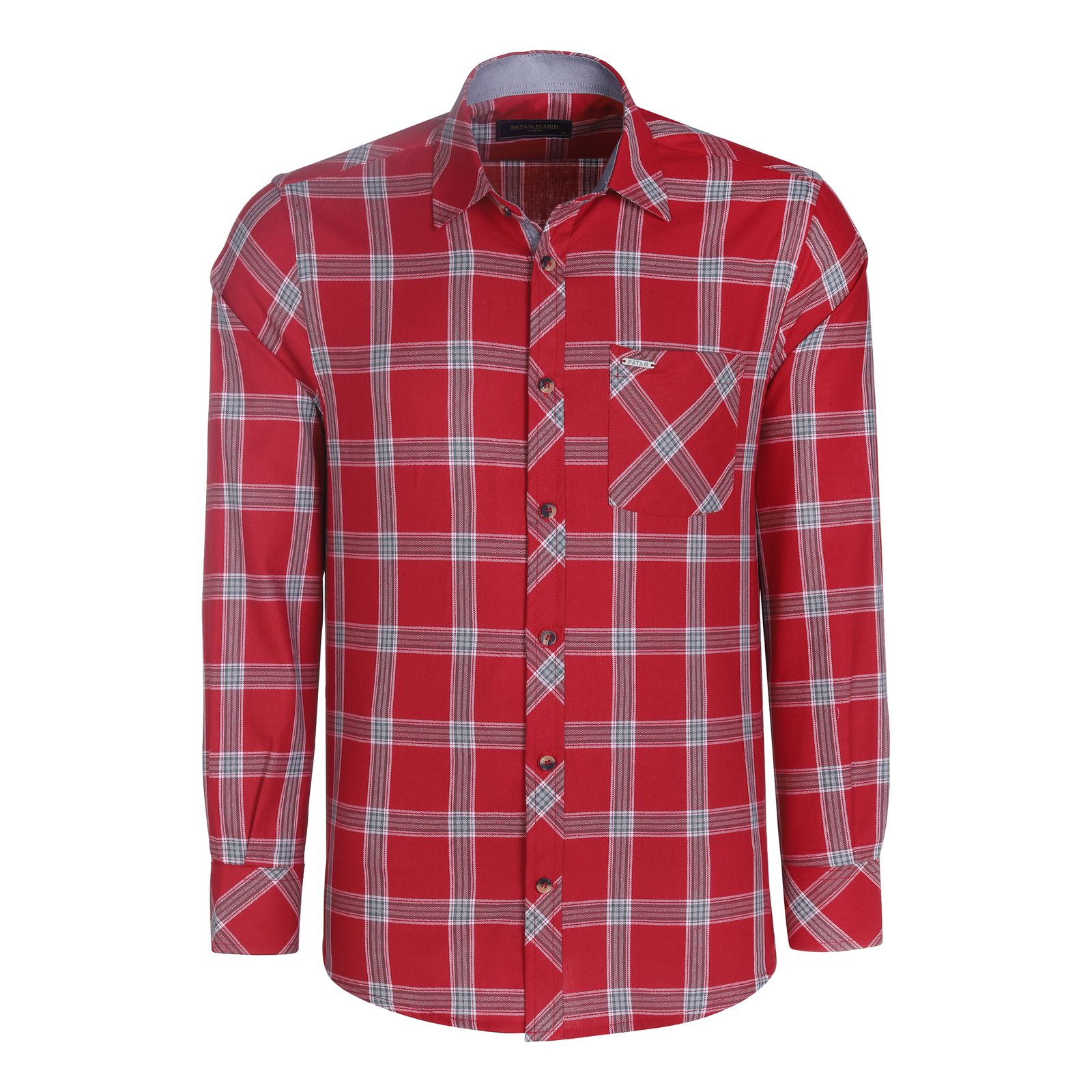 پیراهن آستین بلند یقه برگردان مردانه پاتن جامه مدل کلاسیک 102721030204805 طرح چهارخانه - - 1