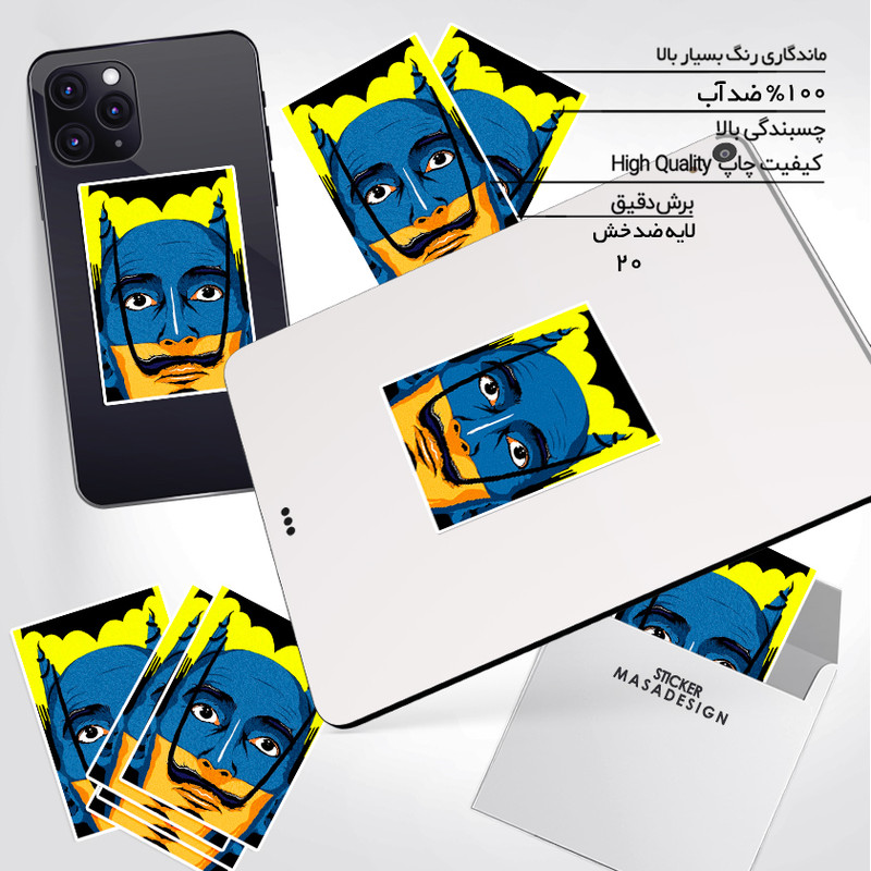 استیکر تزئینی موبایل و تبلت ماسا دیزاین مدل stkv0169 طرح بتمن.سالوادور دالی