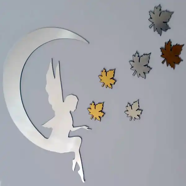 آینه طرح ماه و پری و برگ کد 1003