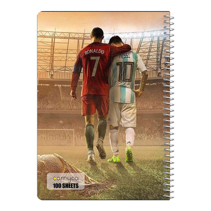دفتر مشق 100 برگ سیمی کارنیکا طرح رونالدو و مسی Ronaldo & Messi کد 28384
