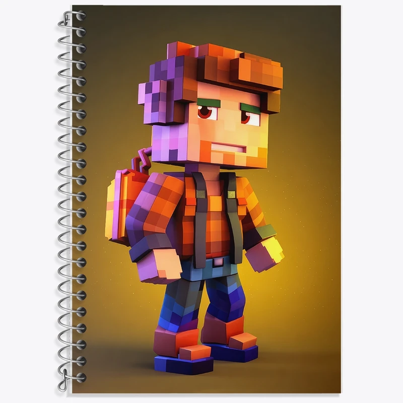 دفتر زبان 50 برگ خندالو مدل سه خط طرح ماینکرافت (Minecraft) کد F2057