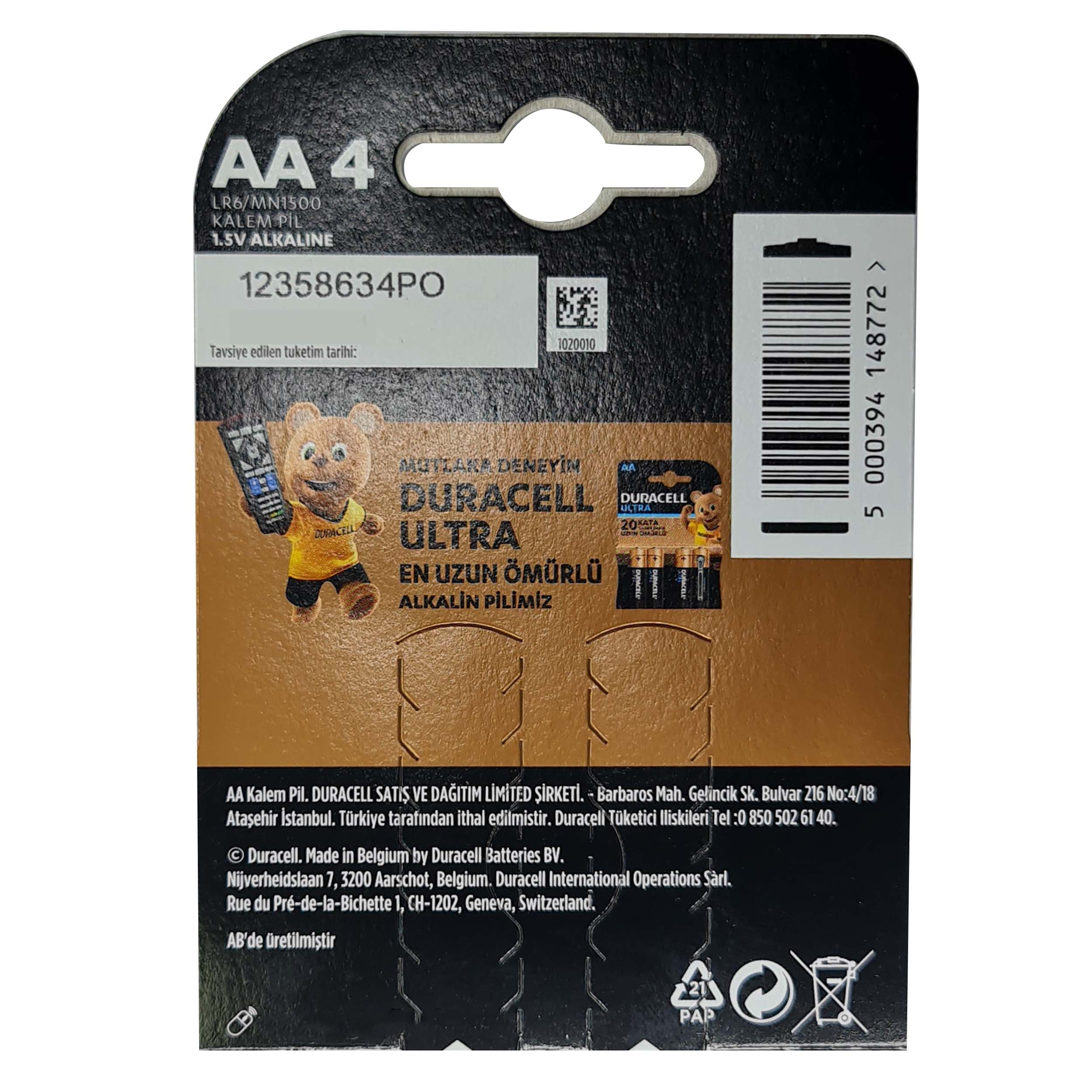 باتری قلمی دوراسل مدل Belgium-10KATA بسته چهار عددی