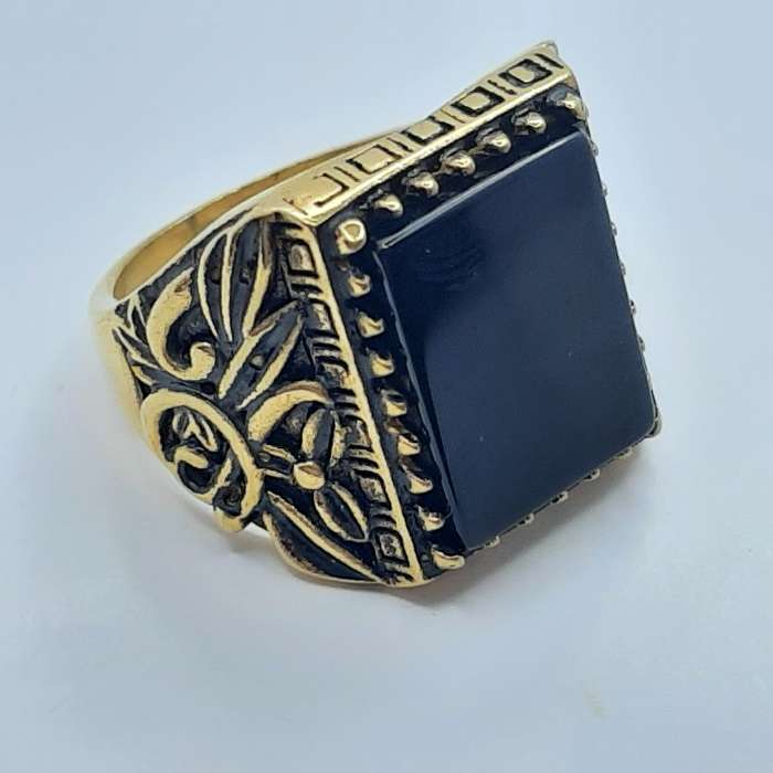 انگشتر مردانه مدل سنگ سیاه کد 04