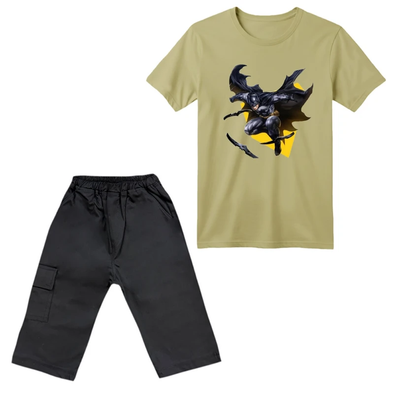 ست تی‌شرت آستین کوتاه و شلوارک پسرانه مدل بتمن کد ۱