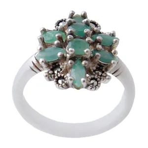 انگشتر نقره زنانه بازرگانی میلادی مدل زمرد کد AW_450