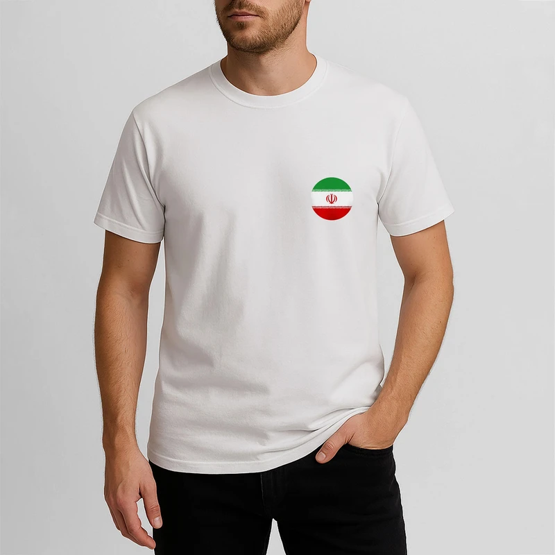 تی‌شرت آستین کوتاه مردانه مدل پرچم ایران کد 02 رنگ سفید