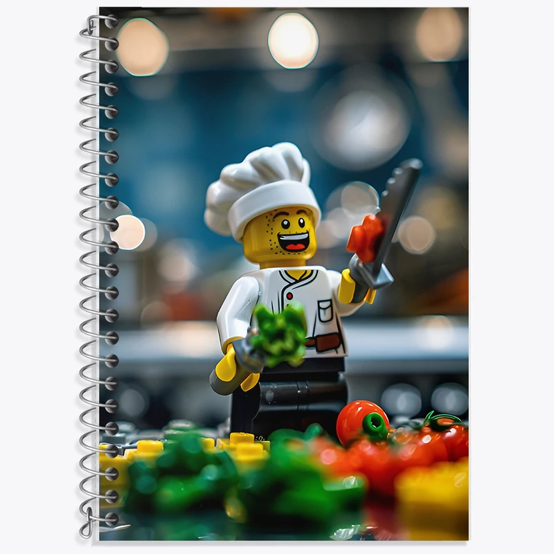 دفتر زبان 50 برگ خندالو مدل سه خط طرح لگو آشپز (Lego) کد F6548