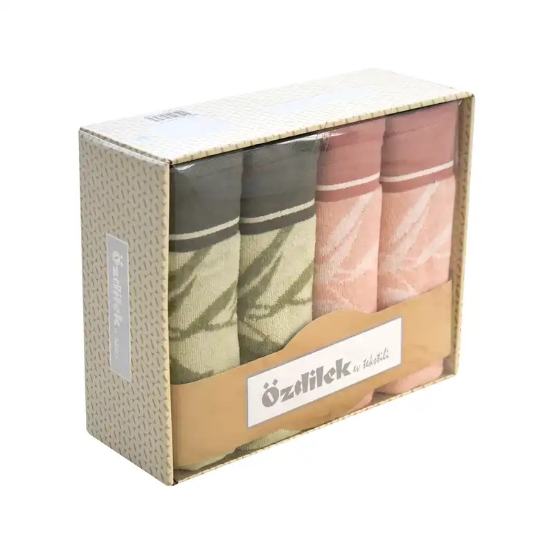 حوله دستی ازدیلک مدل pembe-yesil سایز 50x85 سانتی متر مجموعه 4 عددی