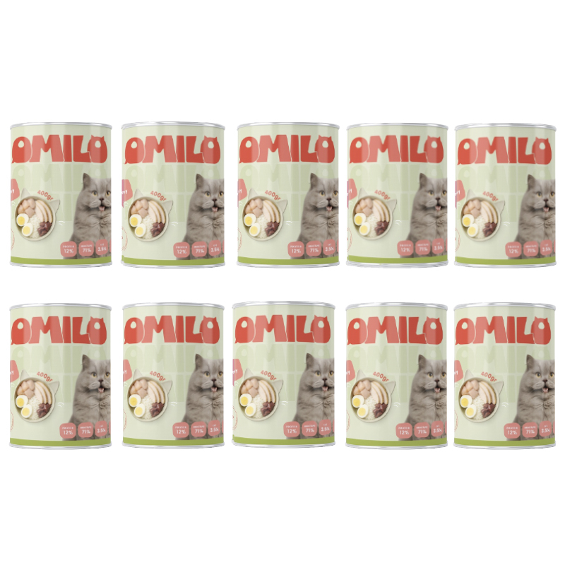 غذای گربه بالغ اومیلو مدل پک نچرال طعم مرغ و بوقلمون بسته 10 عددی