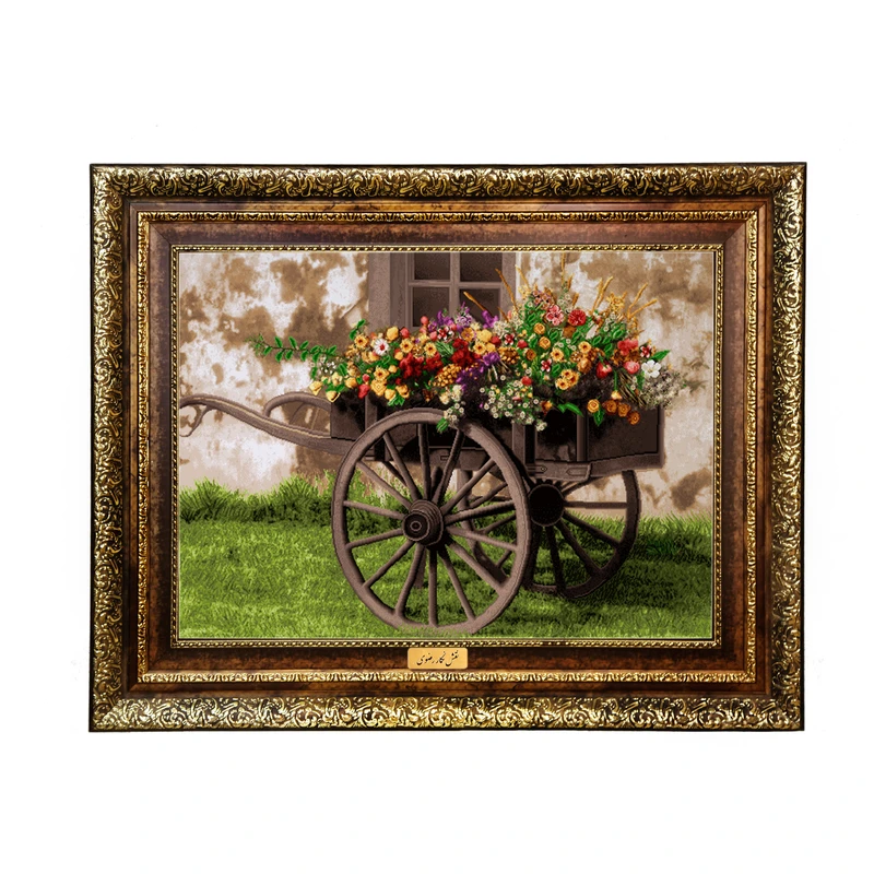 تابلو فرش ماشینی نقش نگار رضوی طرح گل کد 2273H