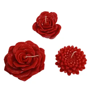 شمع مدل گل بسته 3 عددی