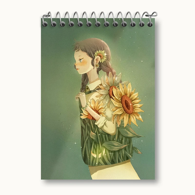 دفتر یادداشت 50 برگ خندالو طرح دختر و گل آفتابگردان کد N3102