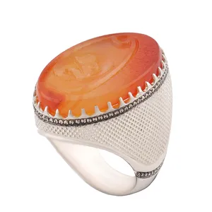 انگشتر نقره مردانه بازرگانی میلادی مدل رکاب دست ساز استاد تاج خطاطی فاطمه کد AM_2762