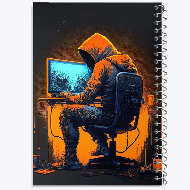 دفتر ژورنال نویسی 50 برگ خندالو مدل نقطه ای طرح هکر (Hacker) کد F1657
