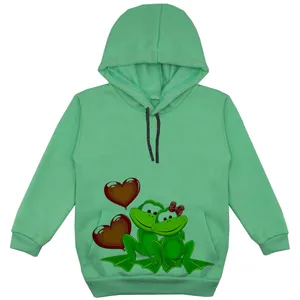 هودی دخترانه مدل قورباغه عاشق F99 رنگ سبز